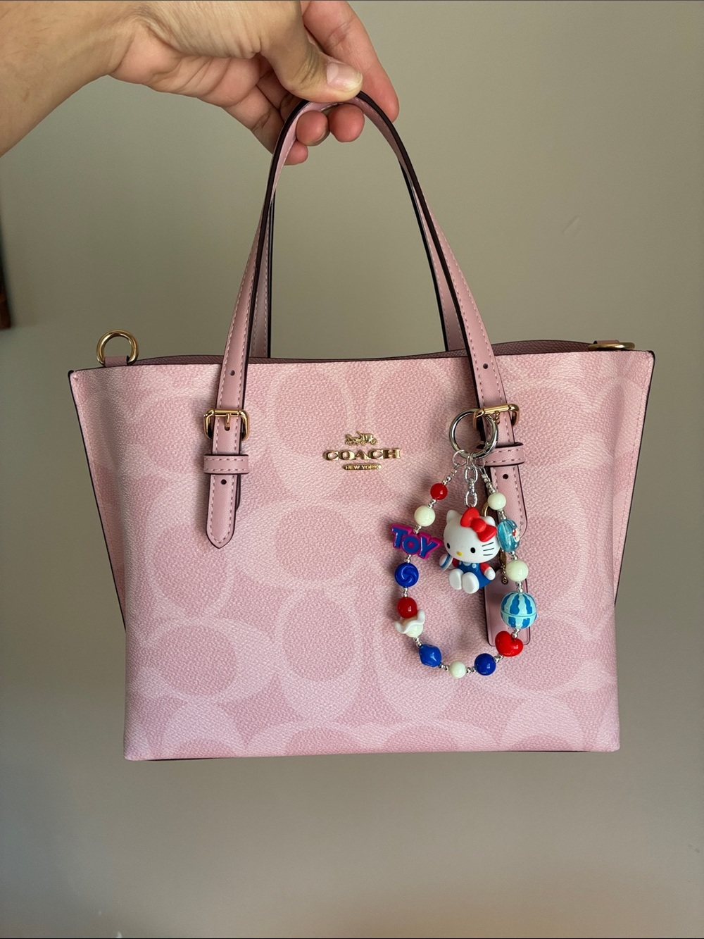 Hello Kitty Blue Beaded Phone Charm Keychain